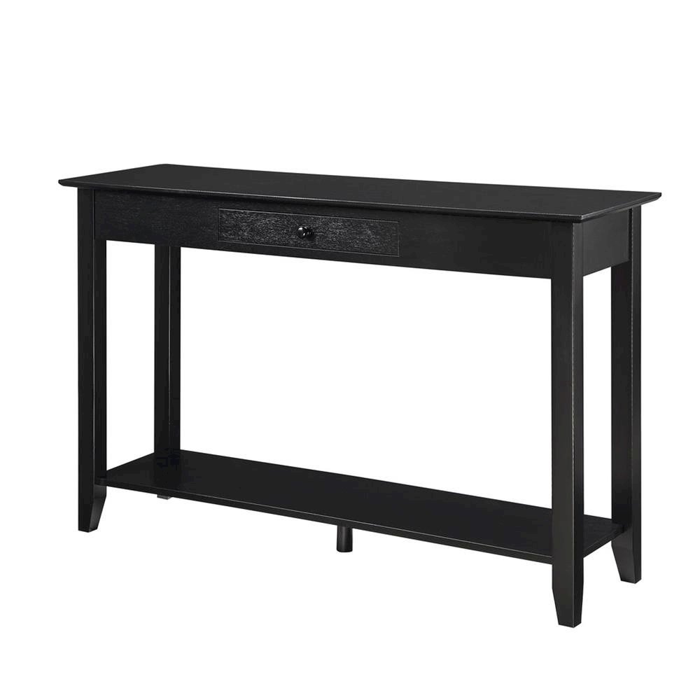 Classic Console Table, Black, Drawer, Shelf, Entryway Accent. Picture 1