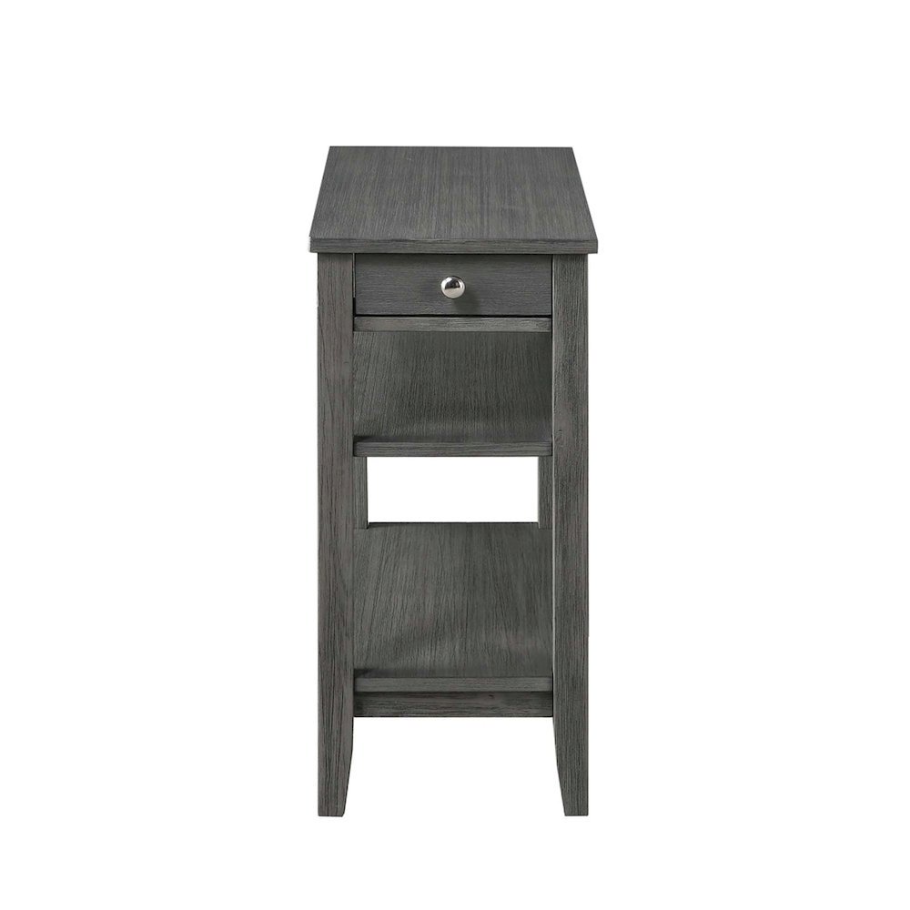 Chairside End Table with Drawer, 3 Shelving Levels, Gray Finish. Picture 5