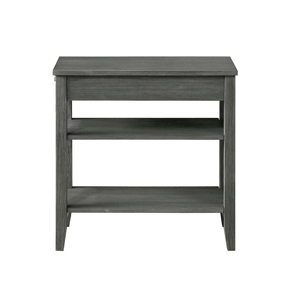 Chairside End Table with Drawer, 3 Shelving Levels, Gray Finish. Picture 6