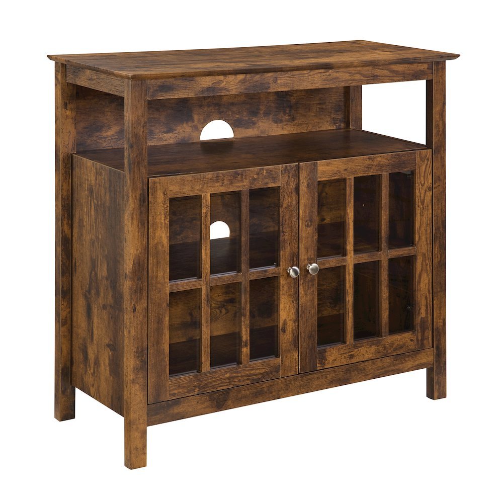 Tall TV Stand Console, Brown, Storage Cabinets, 40 Inch. Picture 1