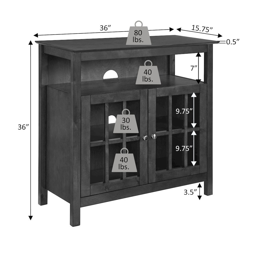 TV Stand for 40-inch TV, Cabinets with Glass Doors in Brown, 36-inch Wide. Picture 4