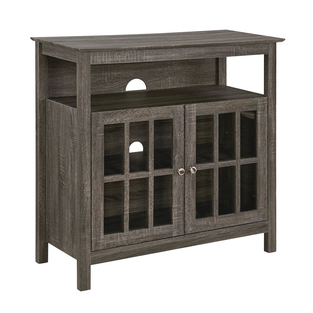 Tall TV Stand Console, Gray, Storage Cabinets, 40 Inch. Picture 1