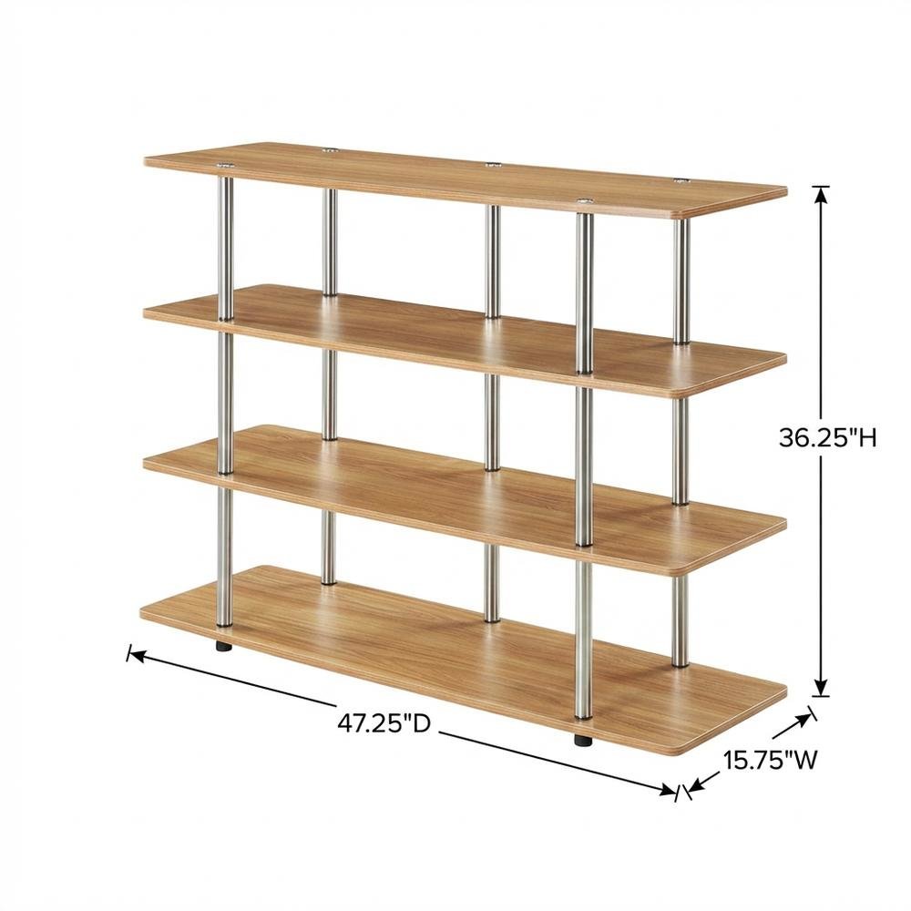 Light Oak No Tools XL Highboy TV Stand for TVs up to 55 Inches with Metal Poles. Picture 7