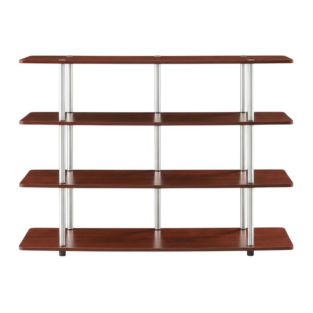 Cherry TV stand with no tools, 4-tier design, for TVs up to 55 inches. Picture 4