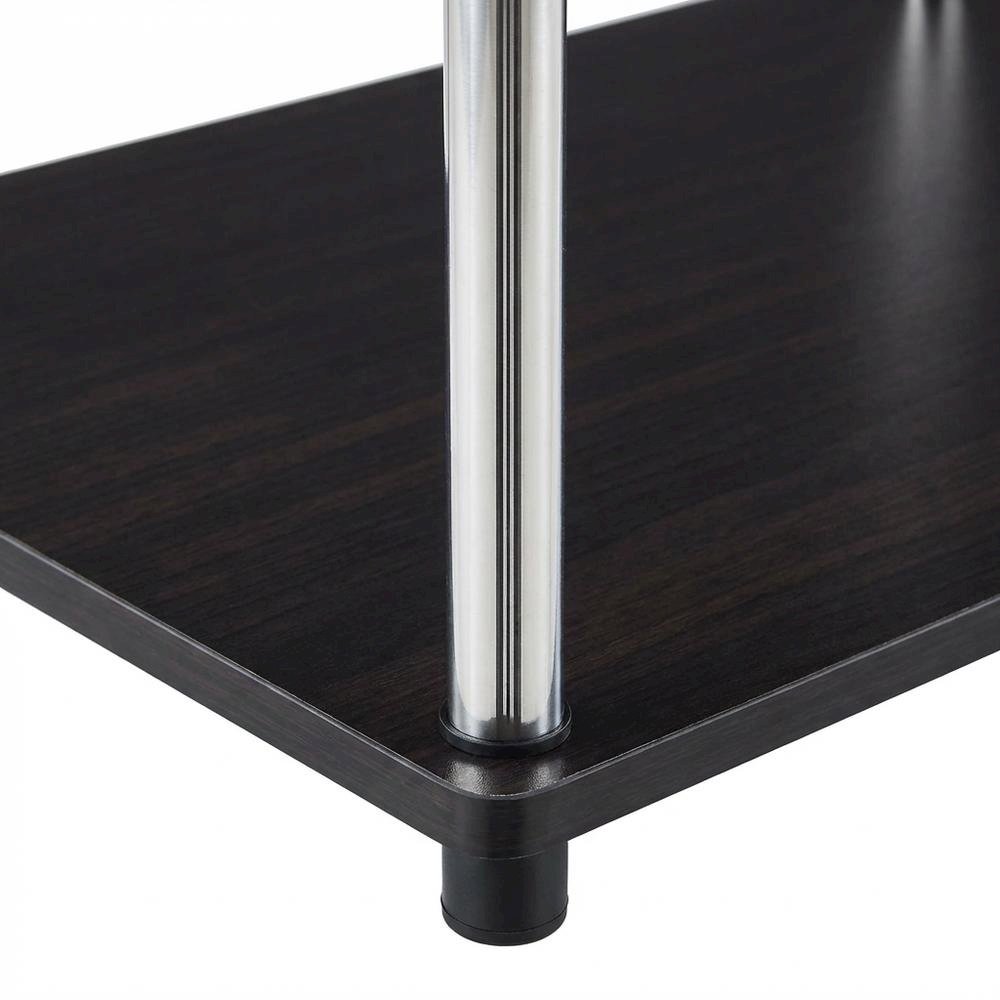 Espresso 3-Tier TV Stand, Particle Board, Steel Poles, 65-Inch Displays. Picture 6