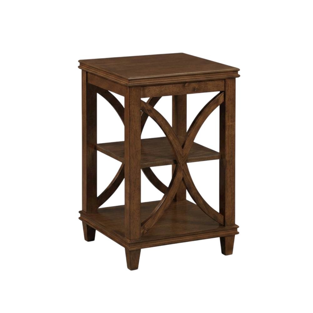 Modern End Table with Wooden Finish and Minimalist Design. Picture 1
