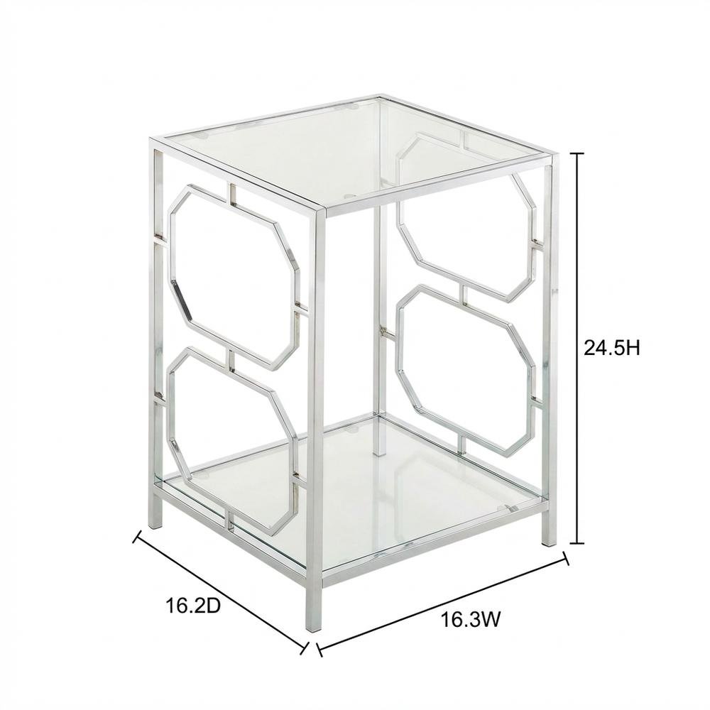 Modern Chrome End Table with Sleek Metal Frame and Minimalist Design. Picture 7