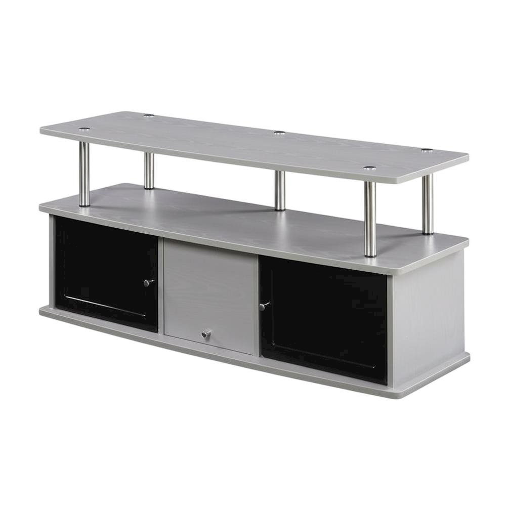 Gray TV Stand with 3 Cabinets and Shelf for 55-Inch TVs. Picture 1