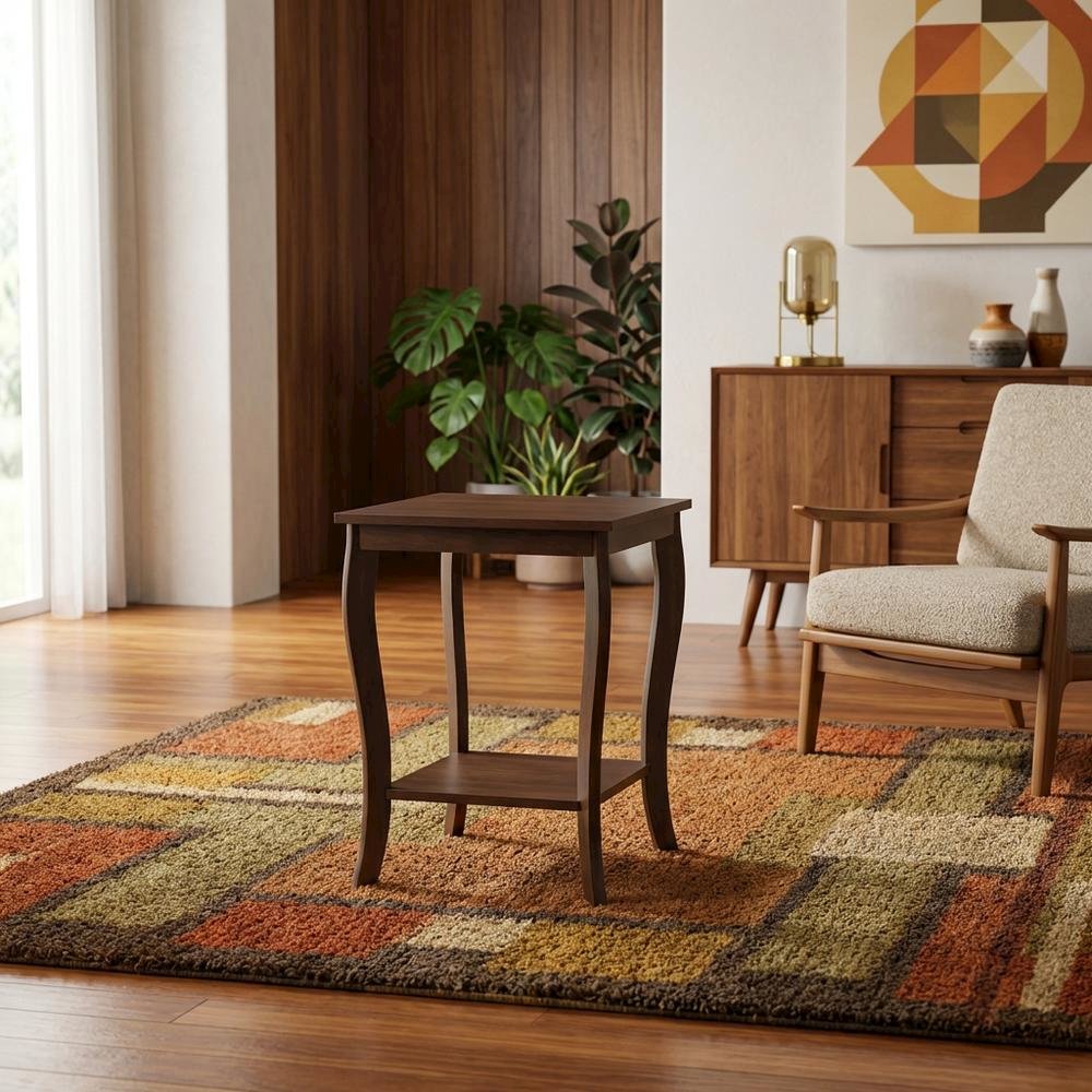 Espresso Square End Table for Living Room and Bedroom with Modern Design. Picture 3