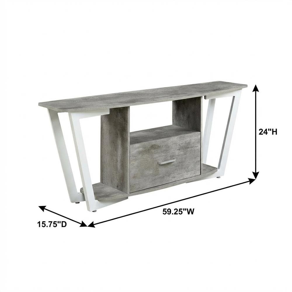 White powder-coated metal TV stand with shelves for 65-inch TVs. Picture 7