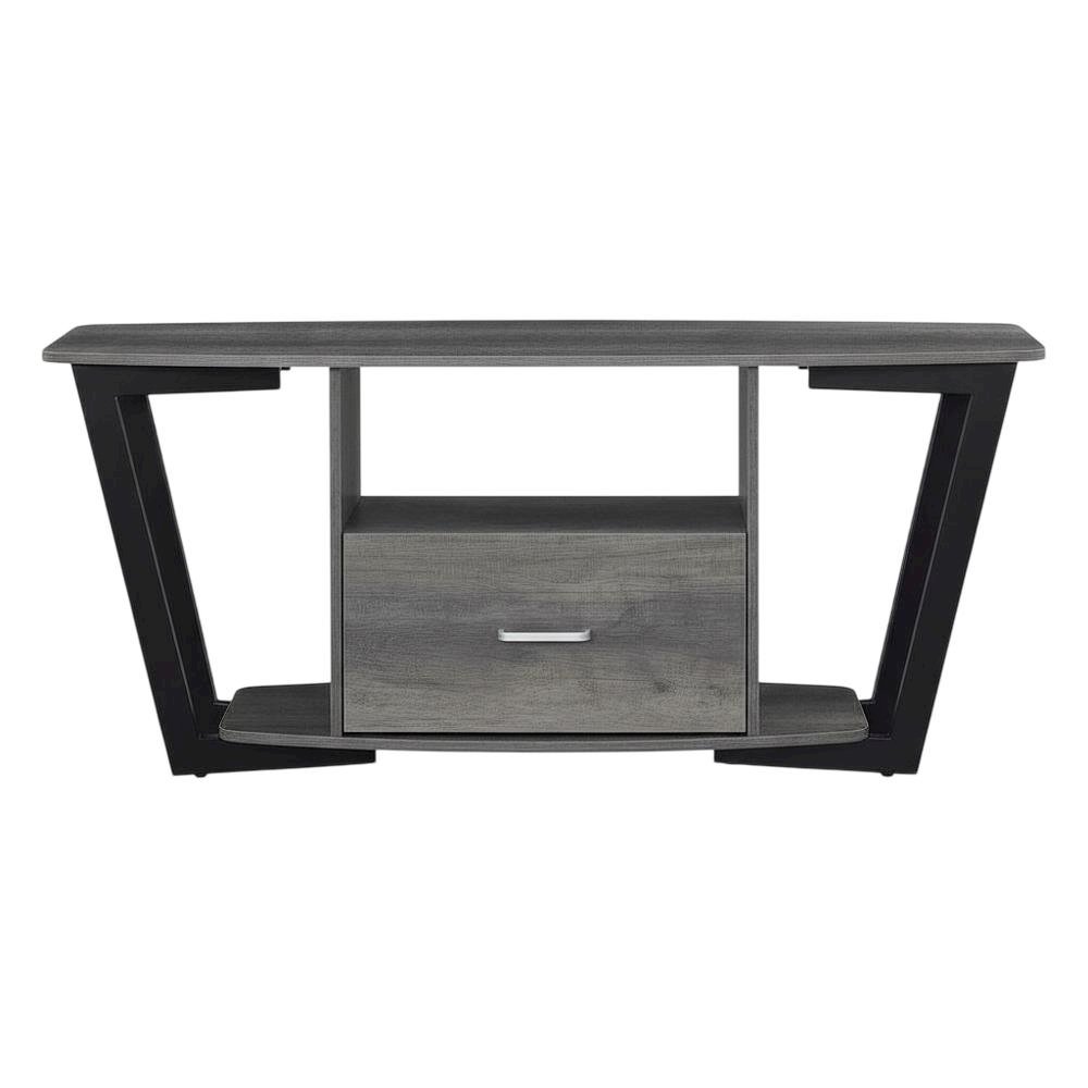 Black Graystone TV Stand for 65-Inch Screens with Shelves and Storage. Picture 4