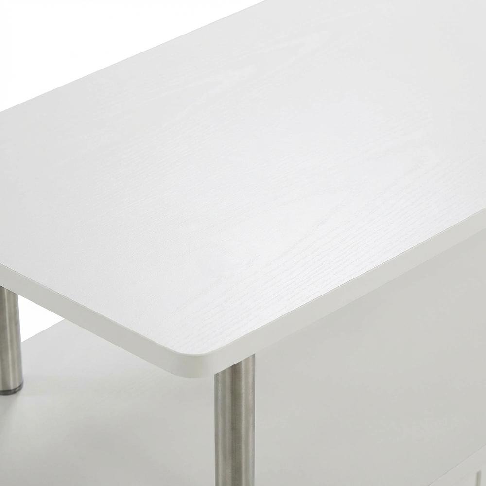 White TV Stand with 3 Storage Cabinets and Shelf for Up to 55-Inch TVs. Picture 5