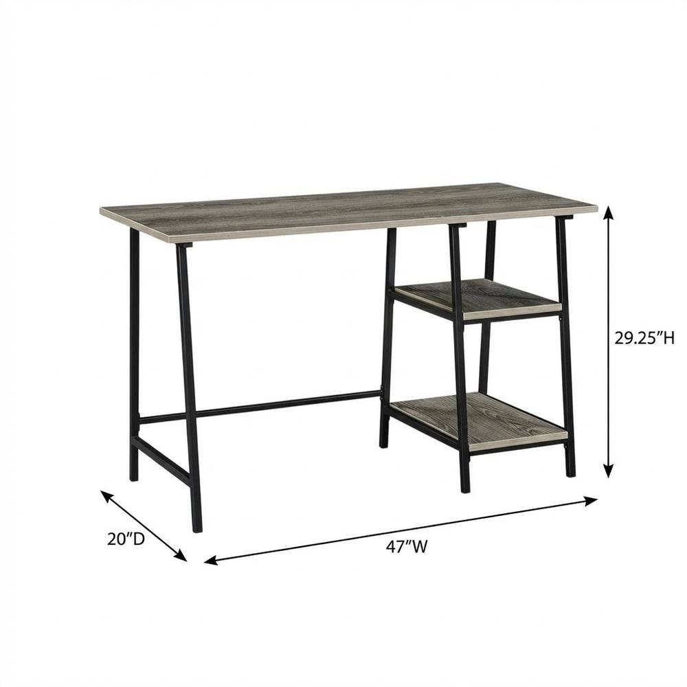 Modern Trestle Desk With Removable Shelves In Metal And Wood. Picture 7