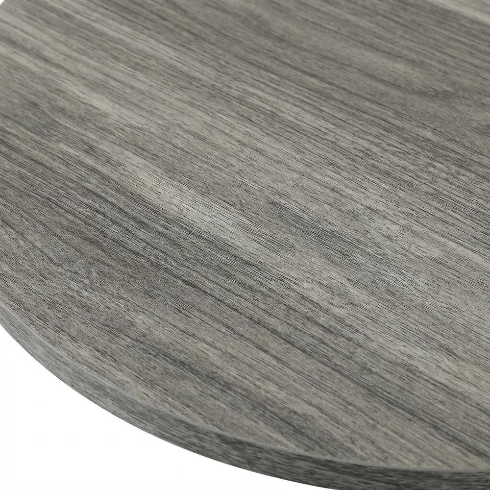 Round End Table with Faux Gray Marble Finish and Chrome Frame. Picture 5