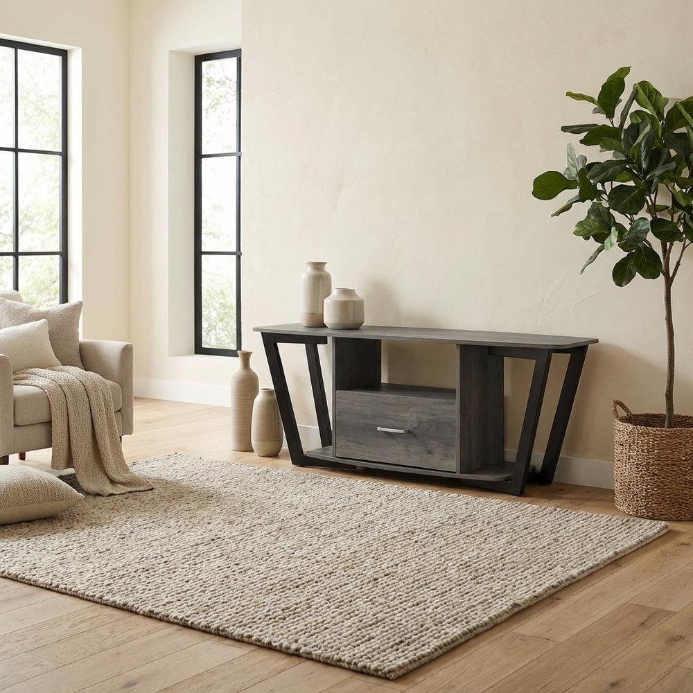Black Graystone TV Stand for 65-Inch Screens with Shelves and Storage. Picture 3