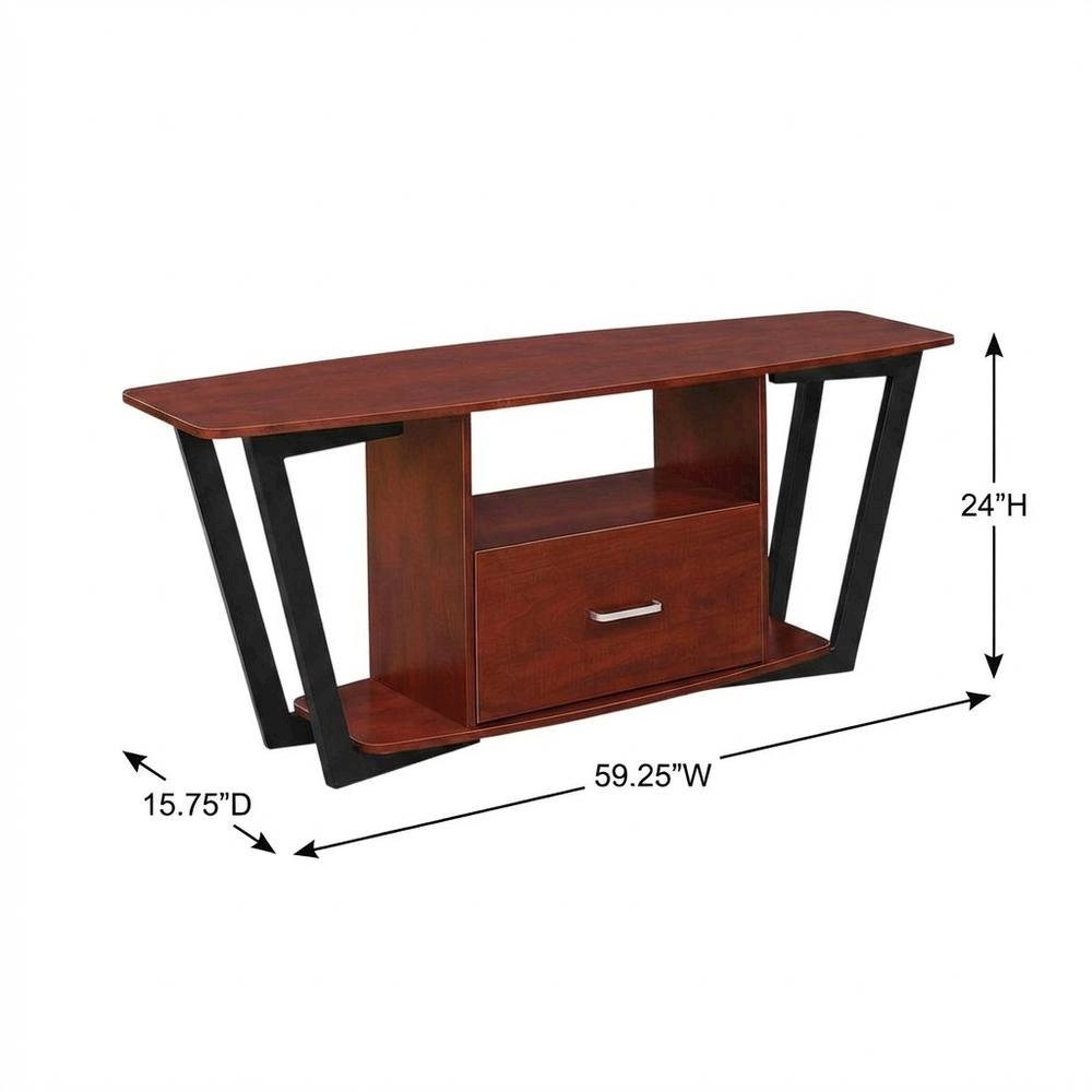 Brown Graystone TV Stand, Shelves, TVs up to 65 Inches, Powder-Coated Metal. Picture 7