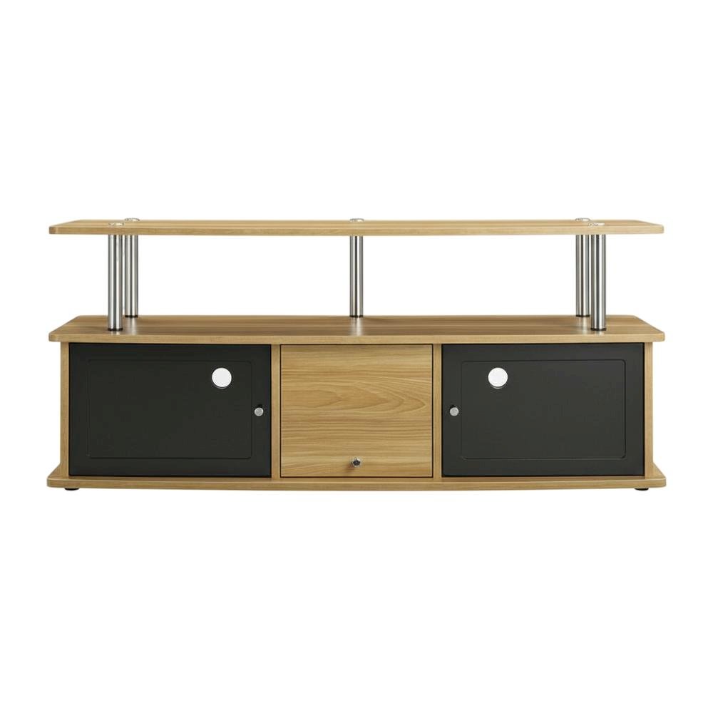 Modern Brown TV Stand with 3 Storage Cabinets and Shelf for 55-Inch TVs. Picture 4