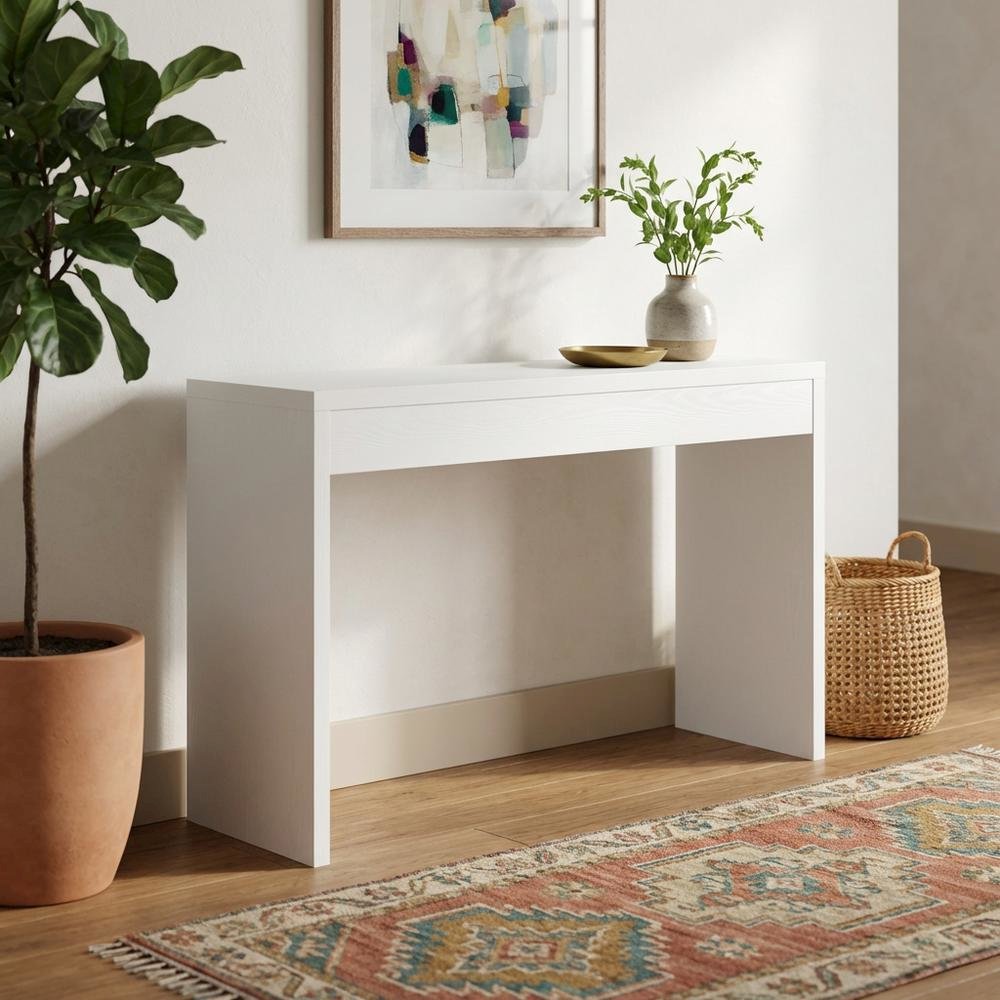 Entryway Console Desk, White, 48 Inch, Versatile, Hall Table. Picture 3