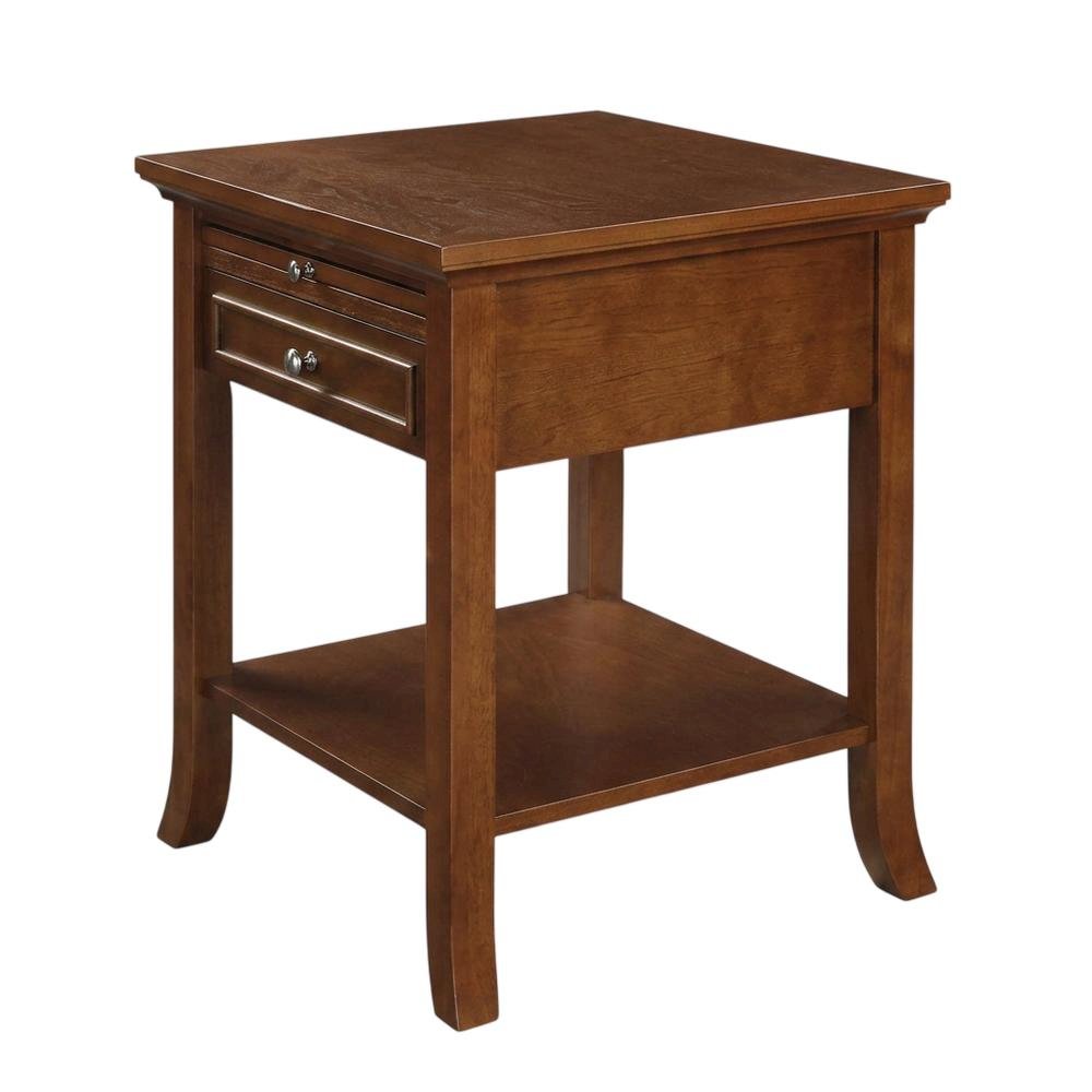Wooden End Table with Drawer and Slide for Living Room Decor. Picture 1