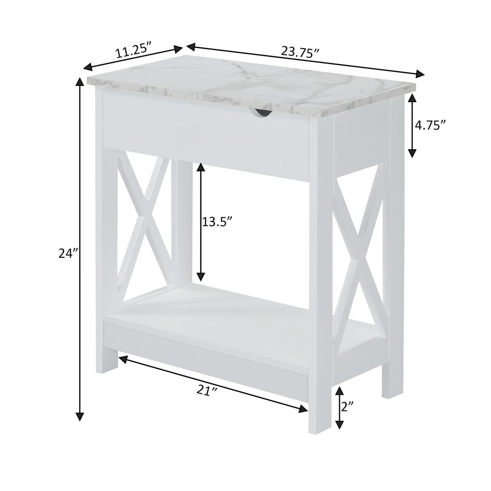 Oxford Flip Top End Table with Charging Station and Shelf, Marble. Picture 12