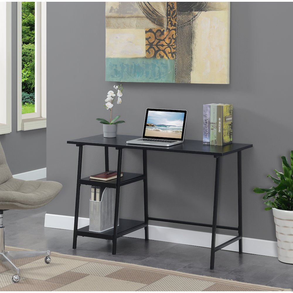 Designs2Go Trestle Wood Metal Desk with Removable Shelves. Picture 2