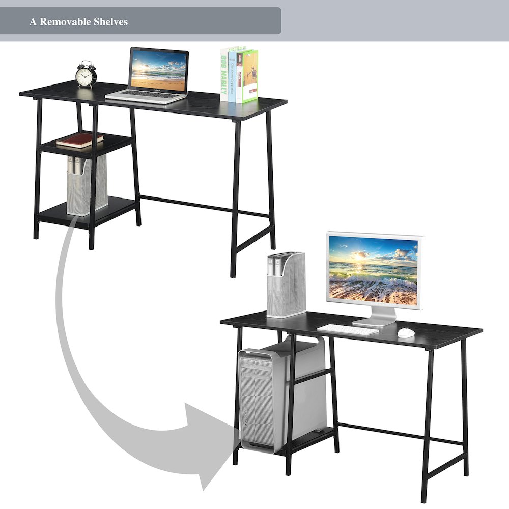 Designs2Go Trestle Wood Metal Desk with Removable Shelves. Picture 6