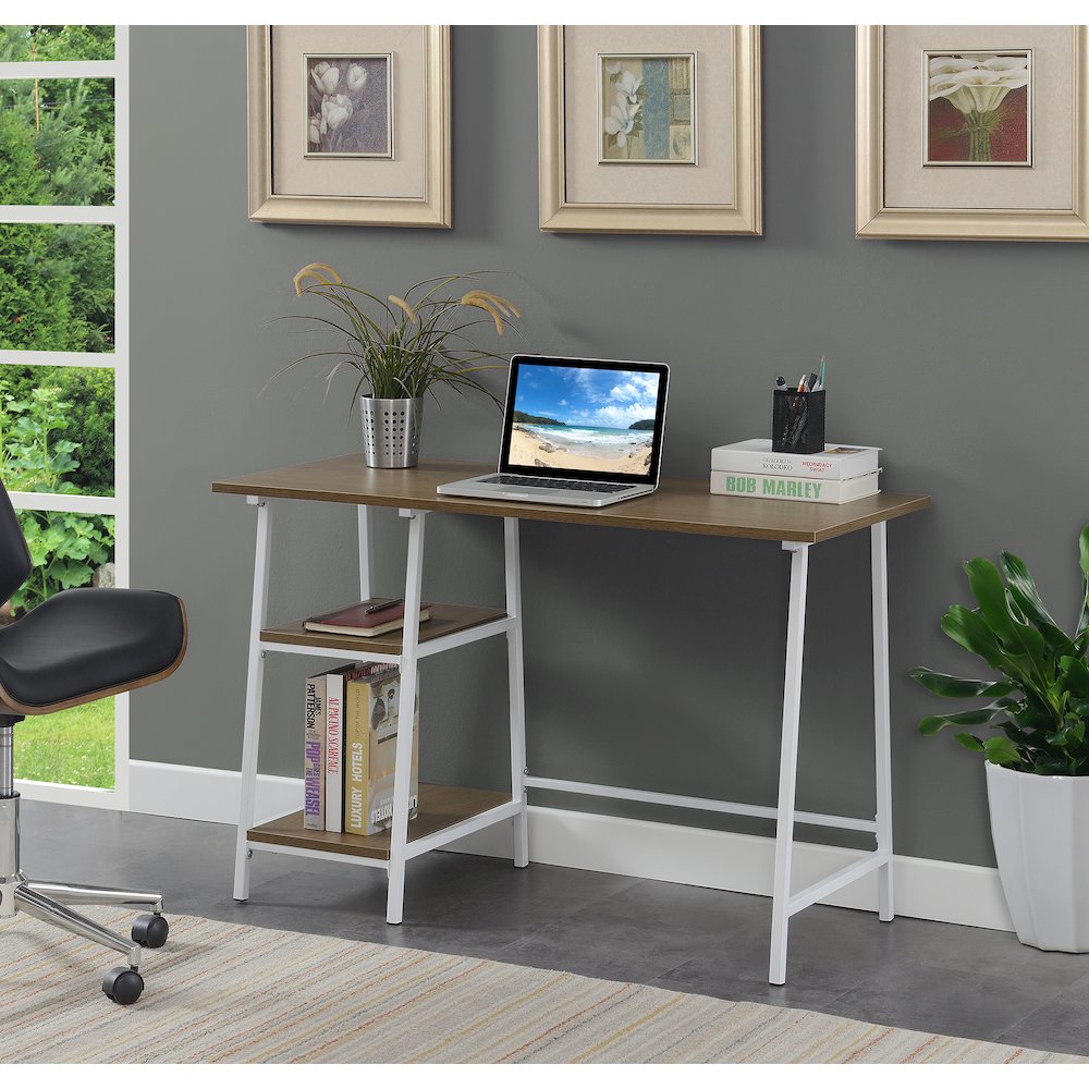 Designs2Go Trestle Wood Metal Desk with Removable Shelves. Picture 2