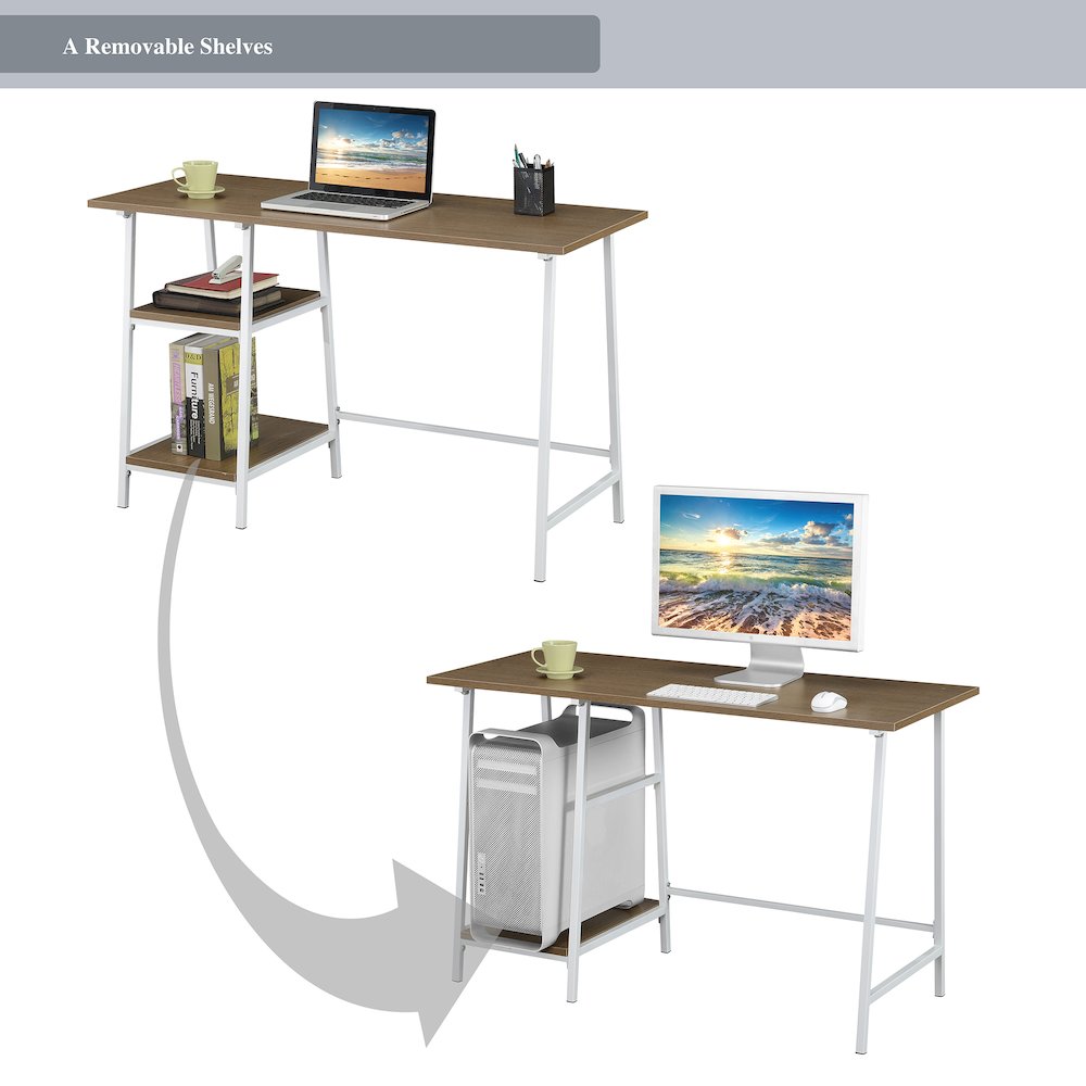 Designs2Go Trestle Wood Metal Desk with Removable Shelves. Picture 6