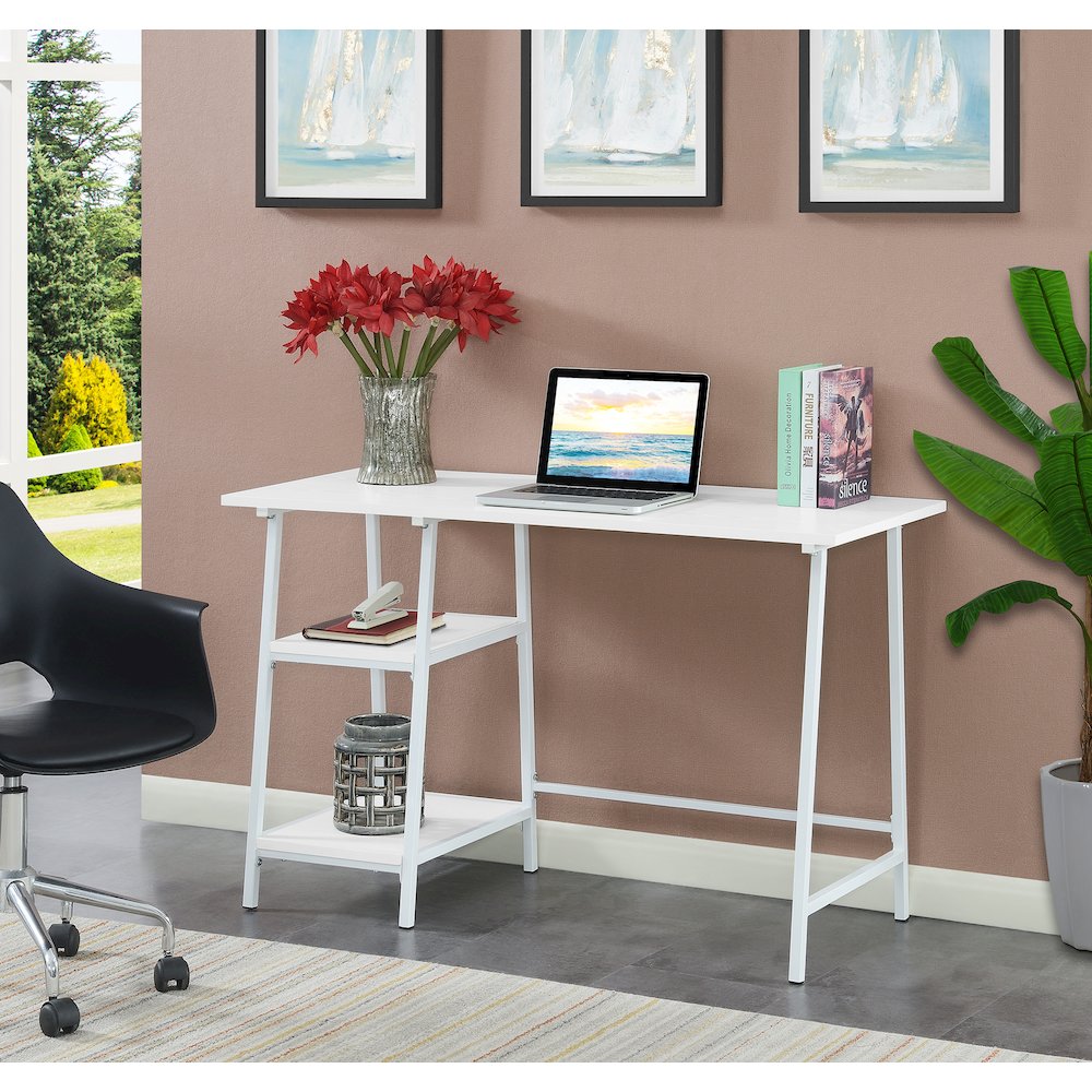 Designs2Go Trestle Wood Metal Desk with Removable Shelves. Picture 2
