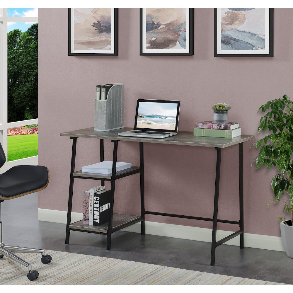 Designs2Go Trestle Wood Metal Desk with Removable Shelves. Picture 2