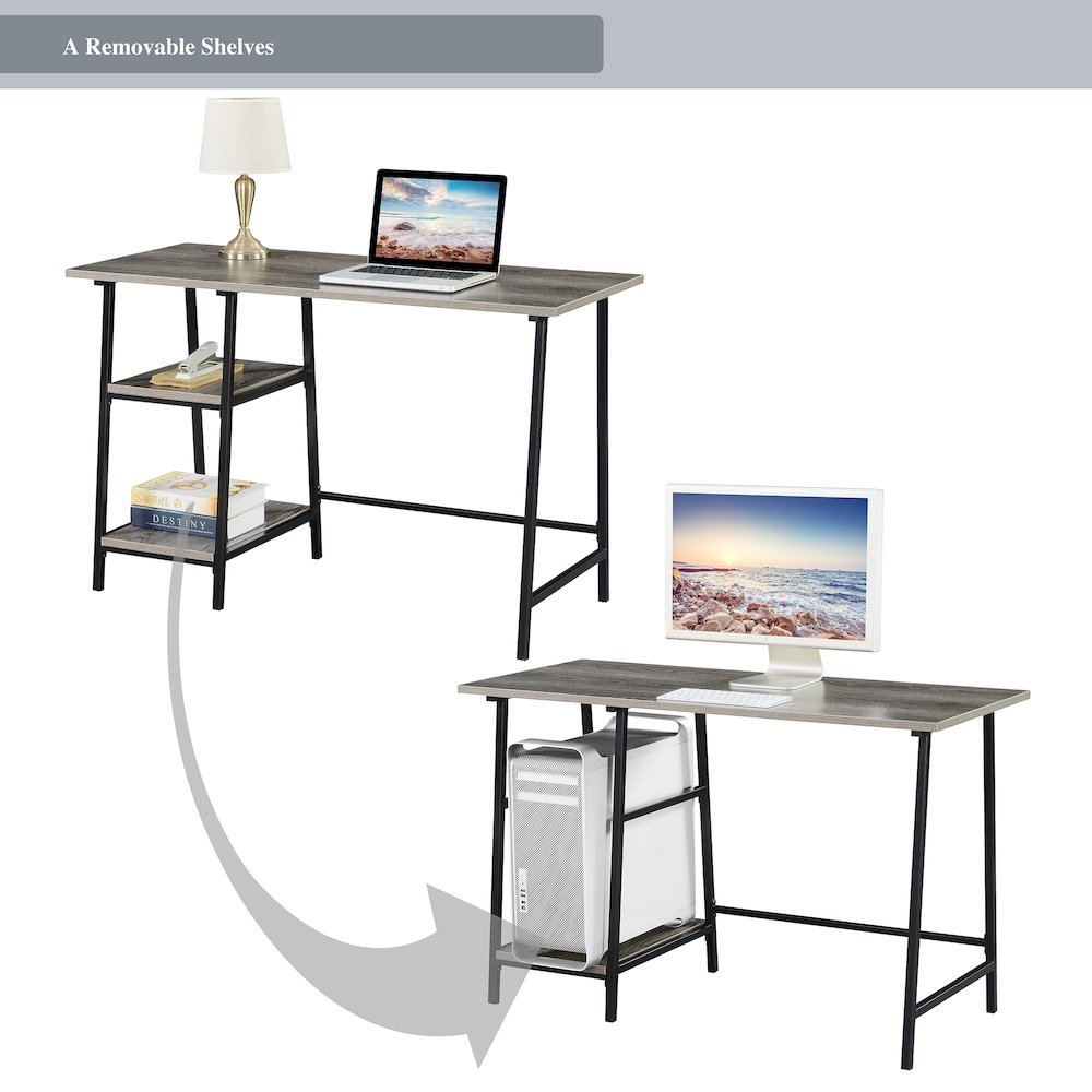 Designs2Go Trestle Wood Metal Desk with Removable Shelves. Picture 6