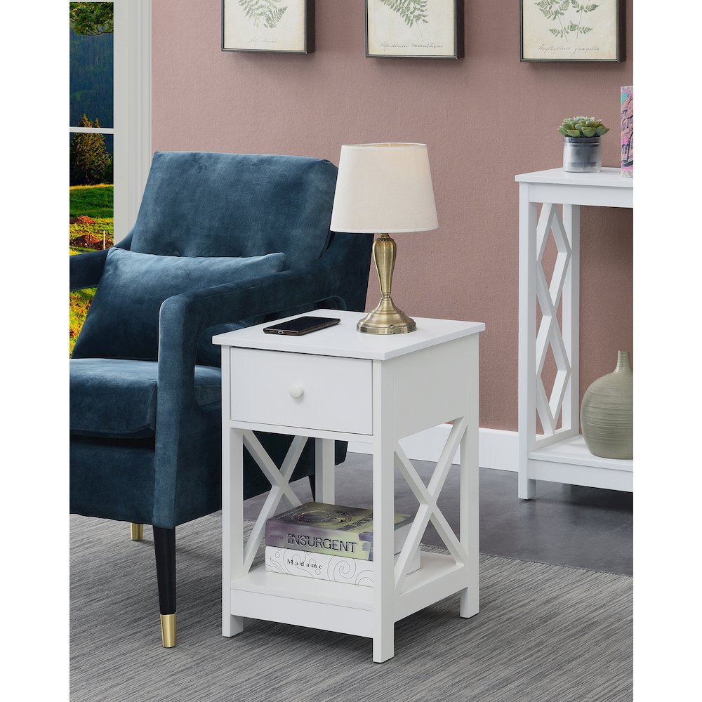 Oxford 1 Drawer End Table White. Picture 2