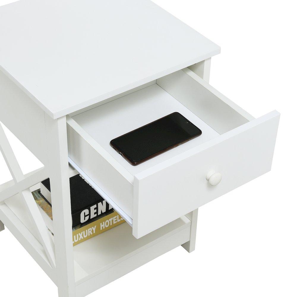 Oxford 1 Drawer End Table White. Picture 4