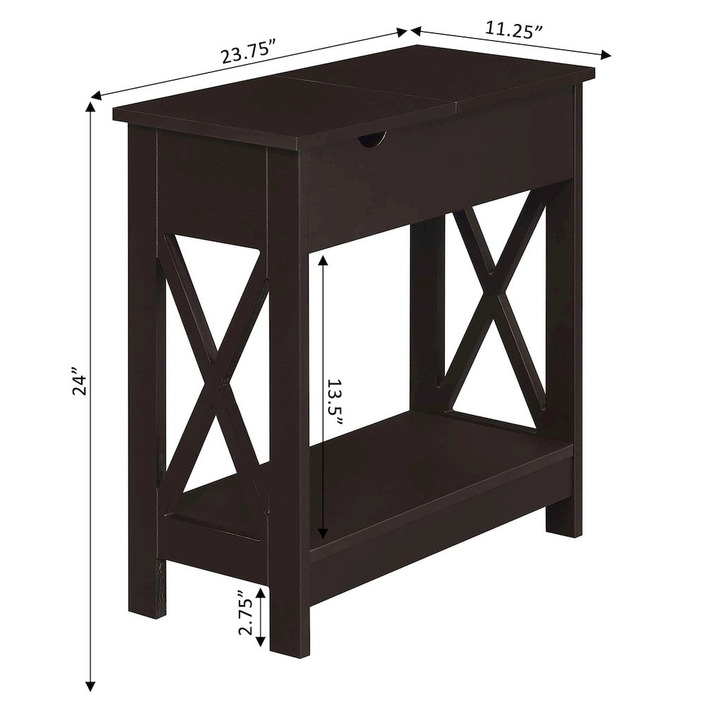 Oxford Flip Top End Table with Charging Station Espresso. Picture 7