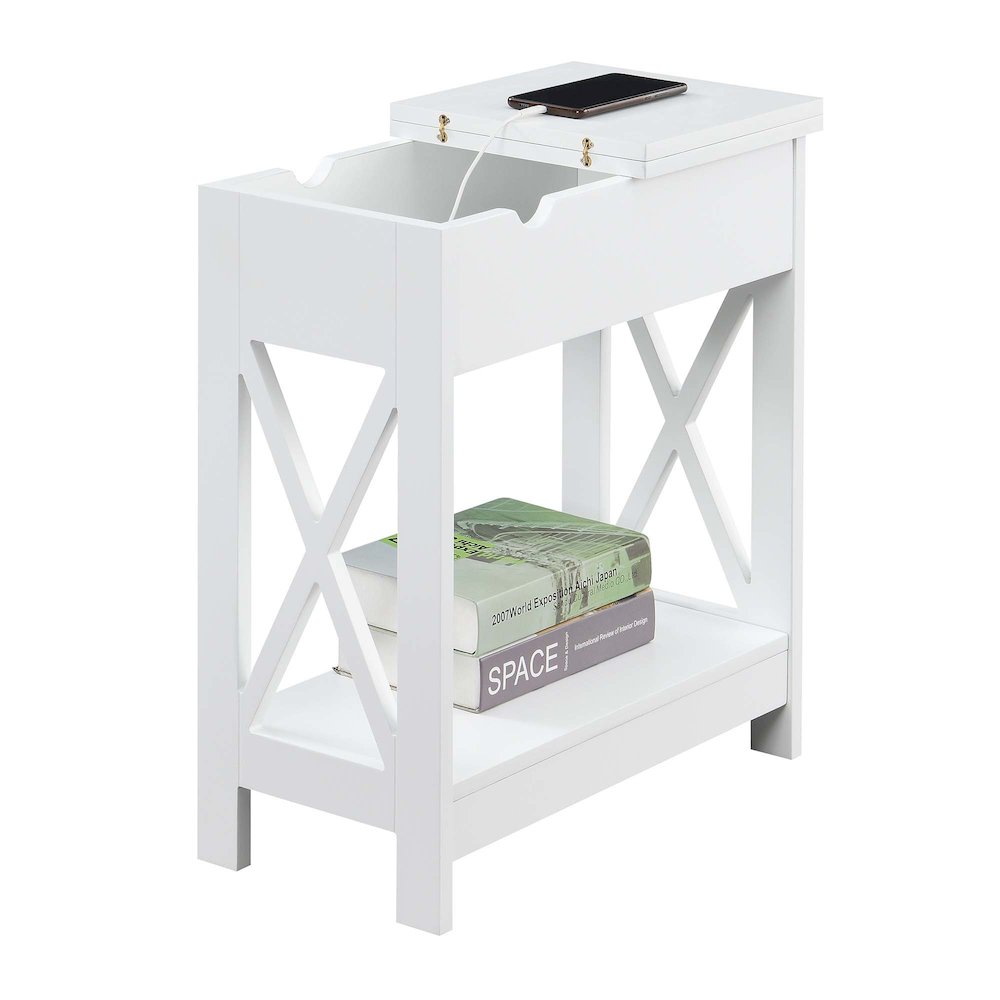Oxford Flip Top End Table with Charging Station and Shelf. Picture 3