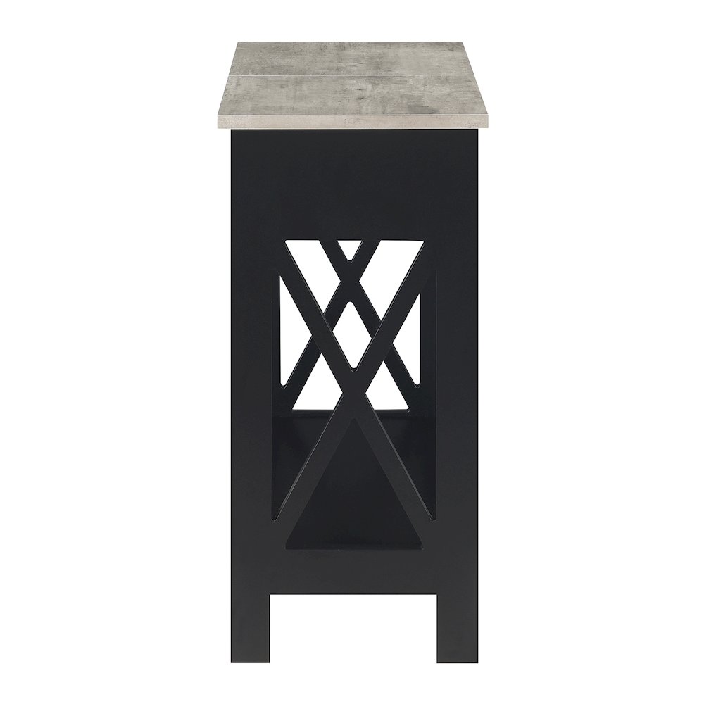 Oxford Flip Top End Table with Charging Station and Shelf, Gray. Picture 7