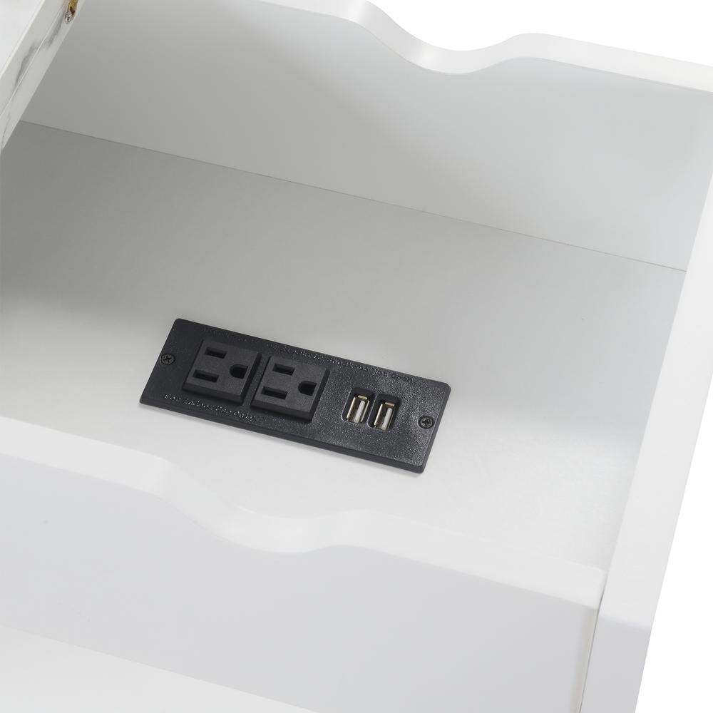 Oxford Flip Top End Table with Charging Station and Shelf, Marble. Picture 4