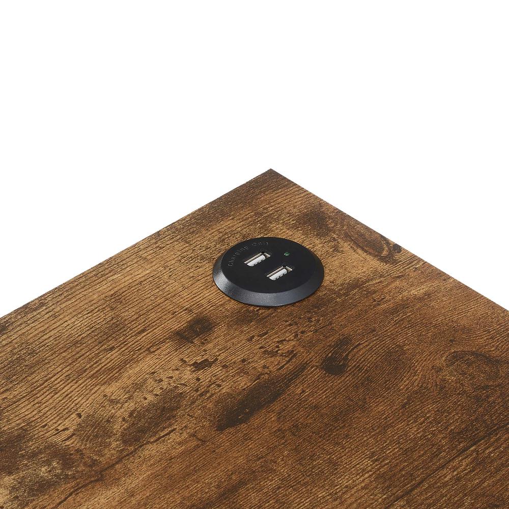 Tucson Starburst Chairside End Table with Charging Station and Shelf, Barnwood/Black. Picture 5