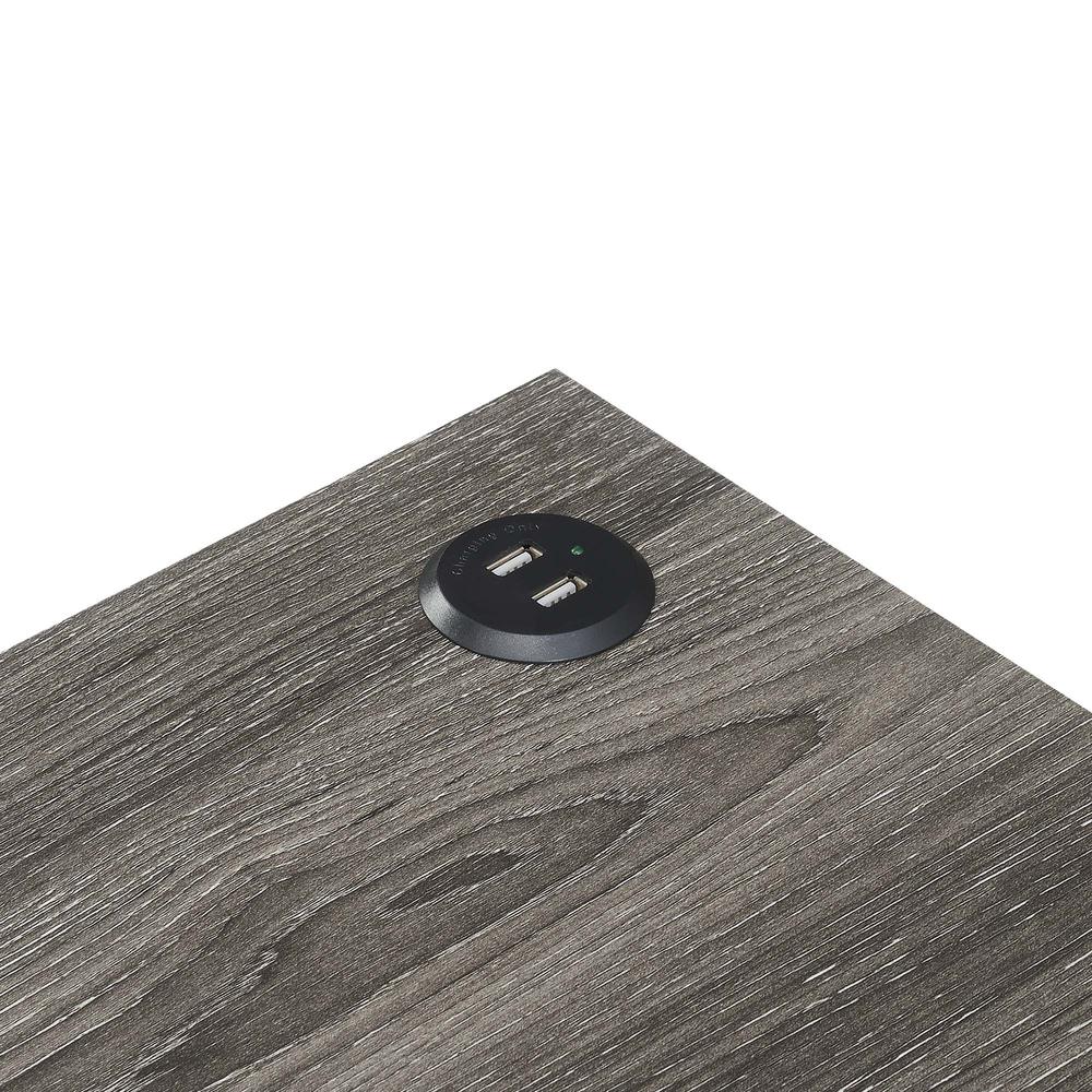 Tucson Starburst Chairside End Table with Charging Station and Shelf, Weathered Gray/Black. Picture 5