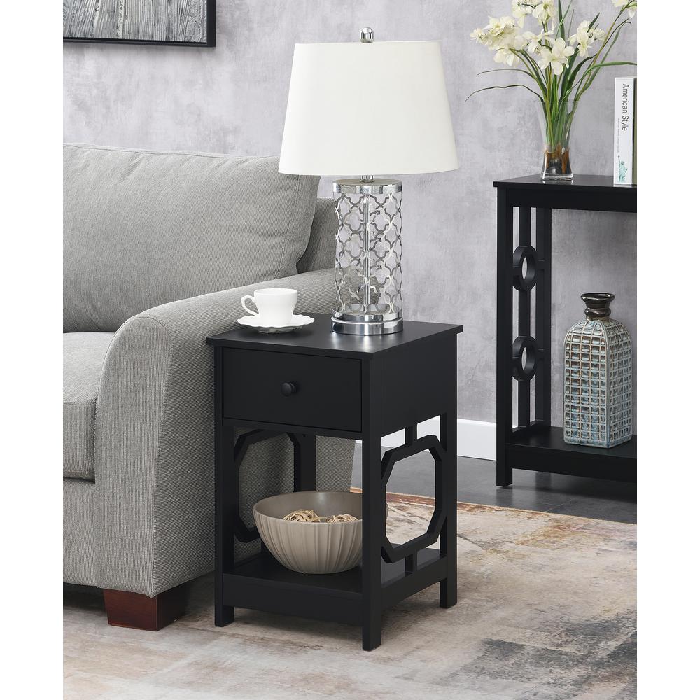 Omega 1 Drawer End Table Black. Picture 4