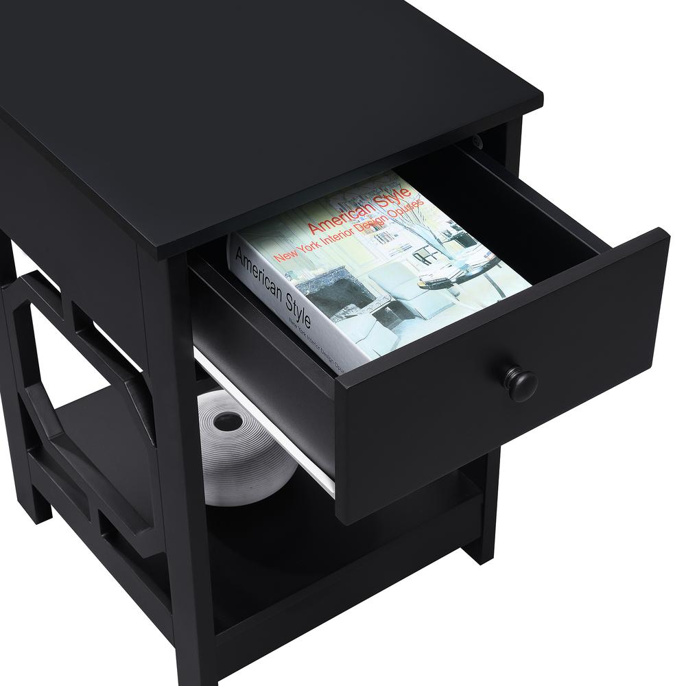 Omega 1 Drawer End Table Black. Picture 3