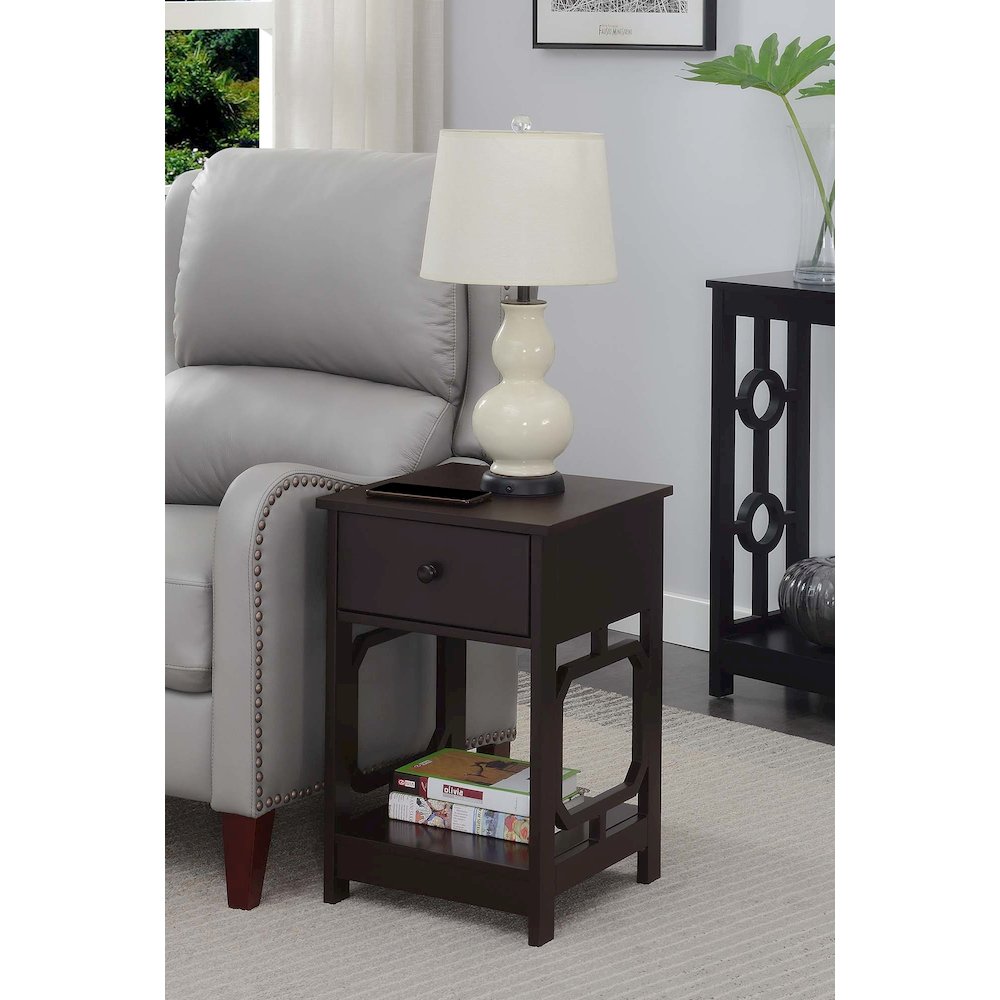 Omega 1 Drawer End Table Espresso. Picture 2