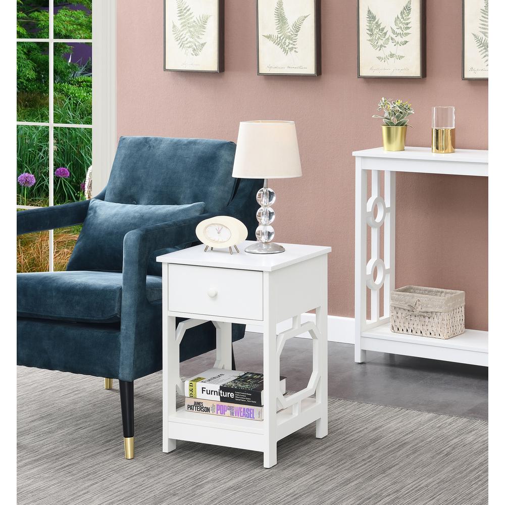 Omega 1 Drawer End Table White. Picture 4