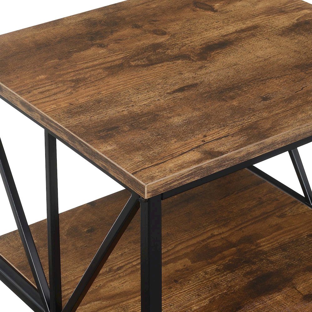 Tucson Starburst End Table with Shelves, Barnwood/Black. Picture 4