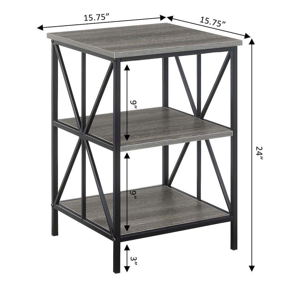 Tucson Starburst End Table with Shelves, Weathered Gray/Black. Picture 5