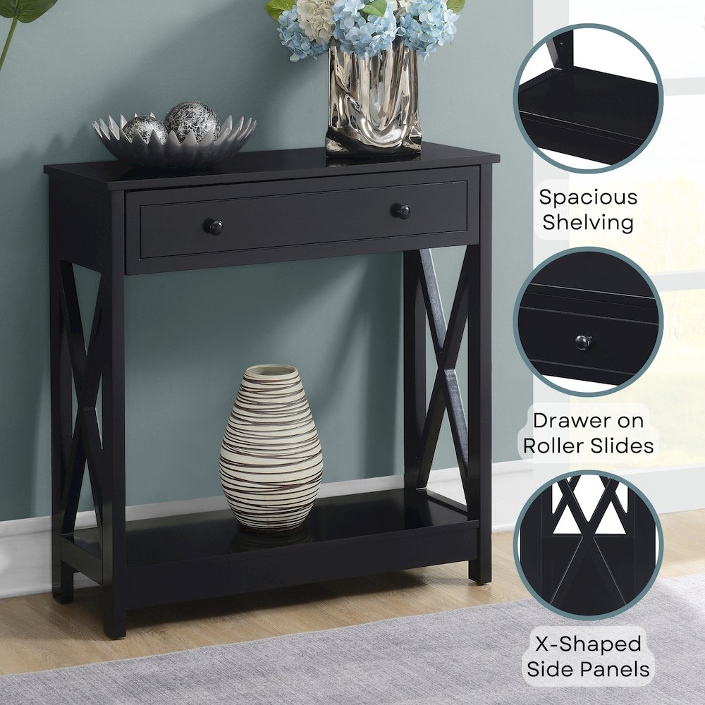 Oxford 1 Drawer Entryway Hall Table with Shelf. Picture 4