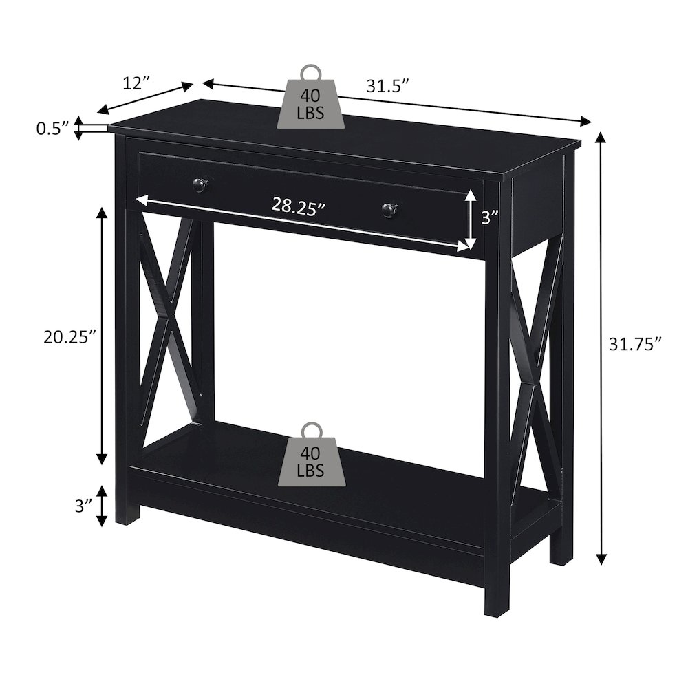 Oxford 1 Drawer Entryway Hall Table with Shelf. Picture 8
