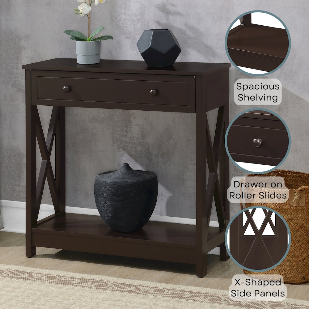 Oxford 1 Drawer Entryway Hall Table with Shelf. Picture 4