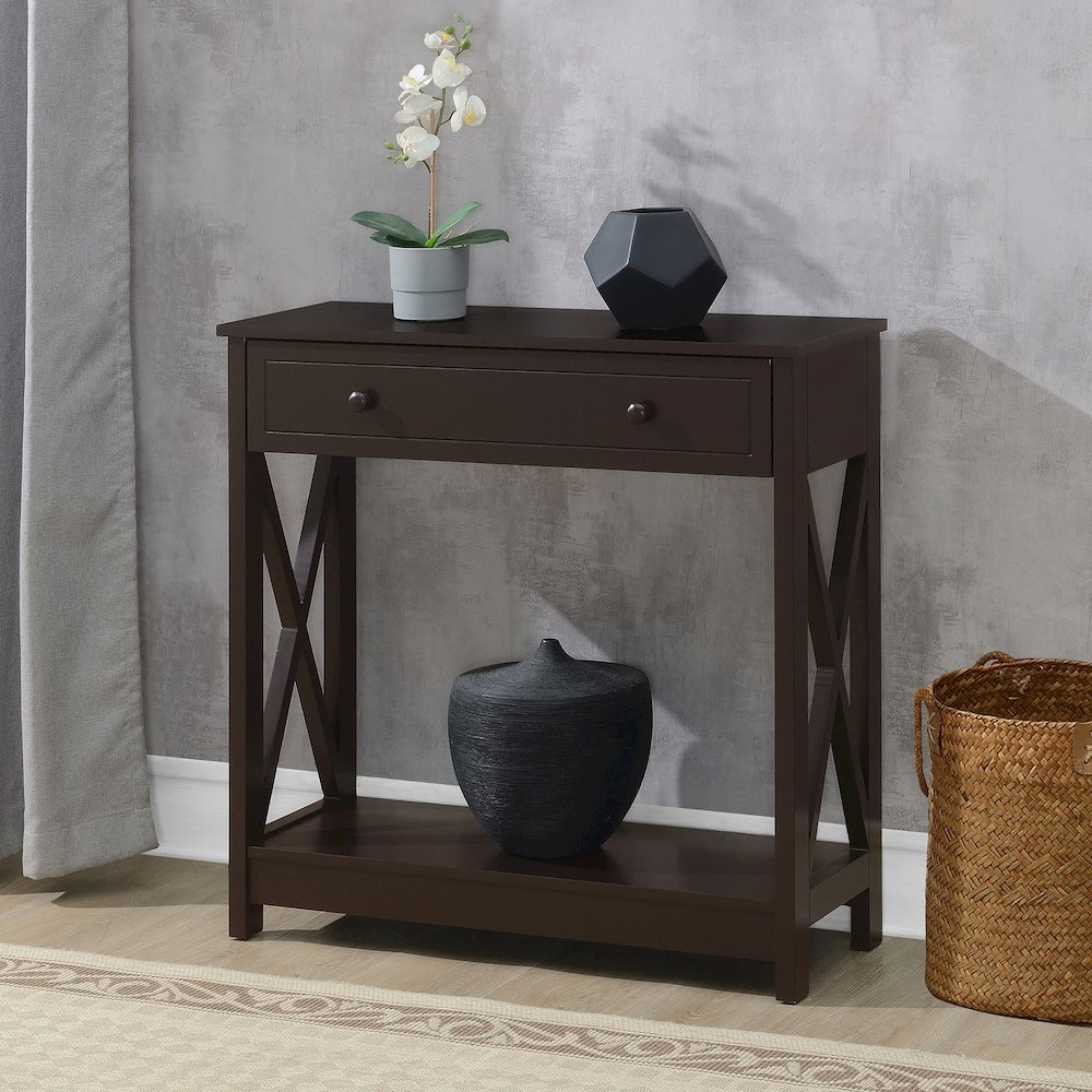 Oxford 1 Drawer Entryway Hall Table with Shelf. Picture 2