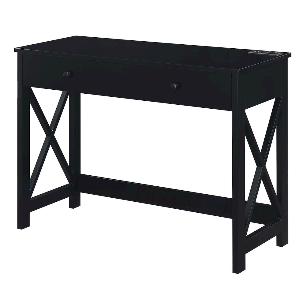 Oxford 42 inch Desk with Charging Station Black. Picture 1